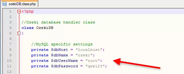 customize the database variables