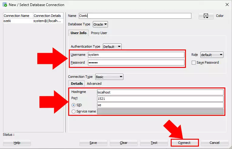 Login to oracle database