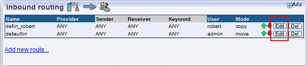 edit inbound routes