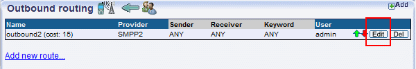 edit outbound routes