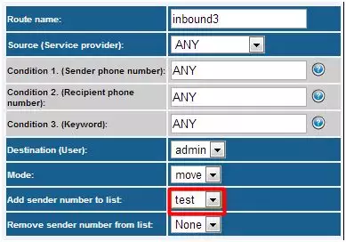 Inbound sms routing list management