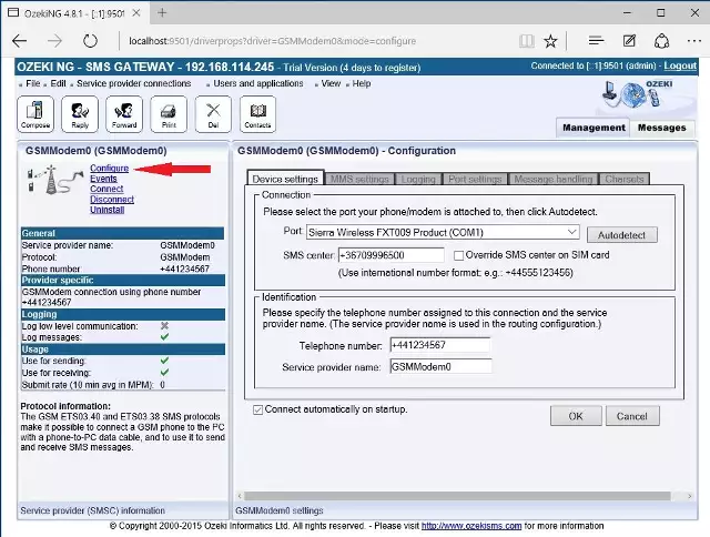 configure the mms settings