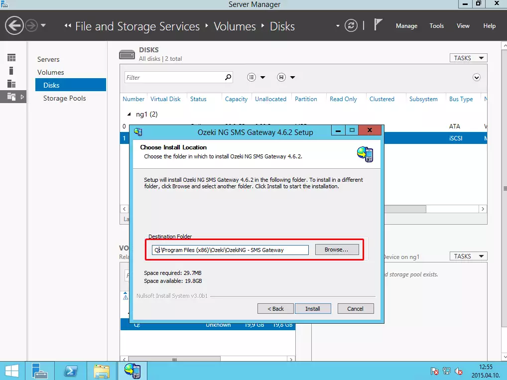 installation of the ozeki ng sms gateway on your q drive