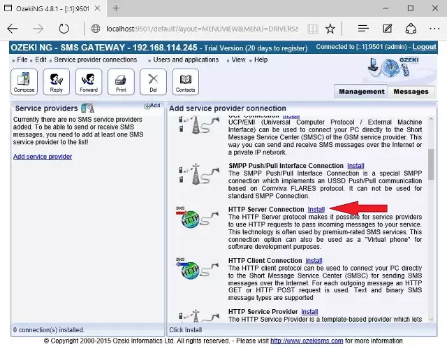 selecting http server connection