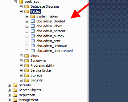 database table created