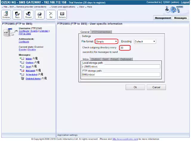 setting the file format and the query frequency