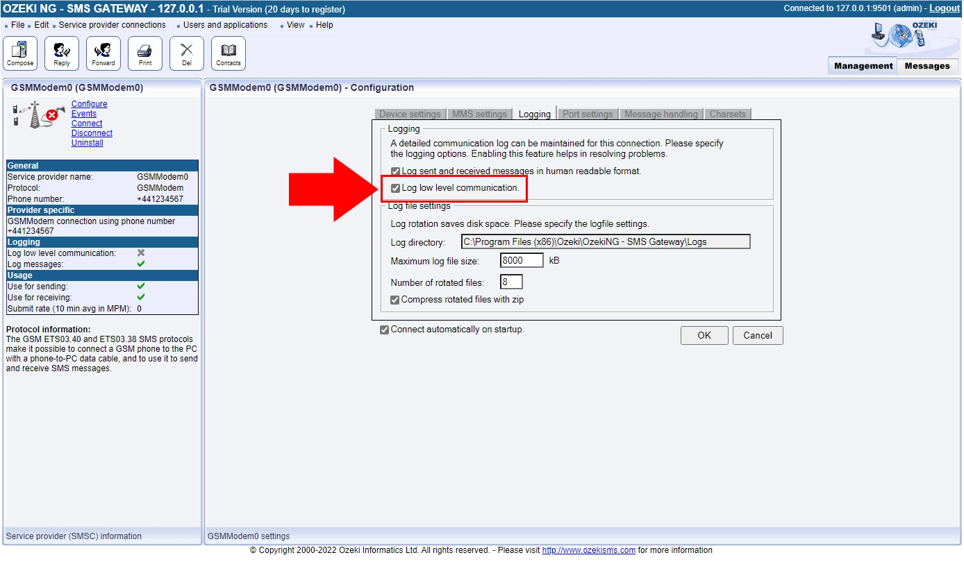 enable low level logging