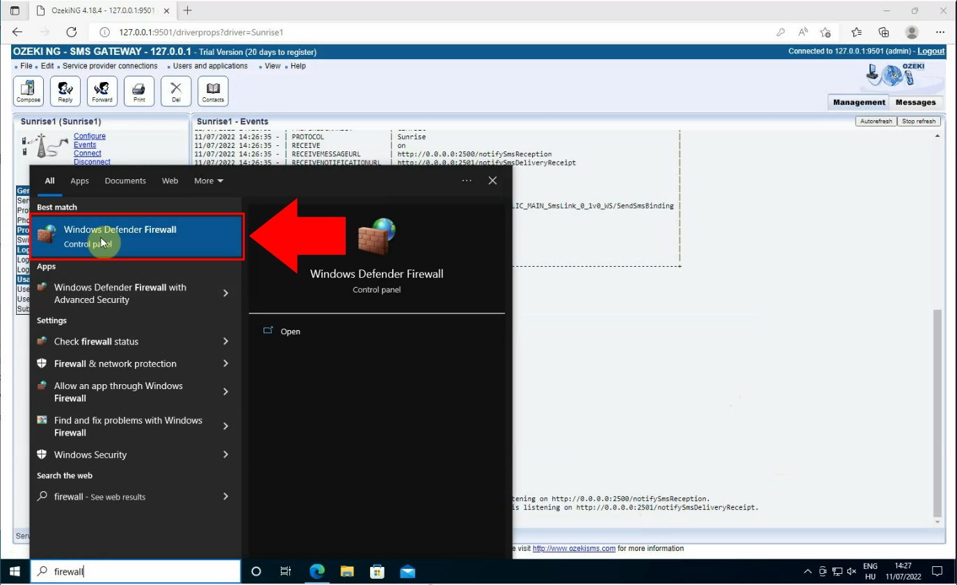 open firewall settings