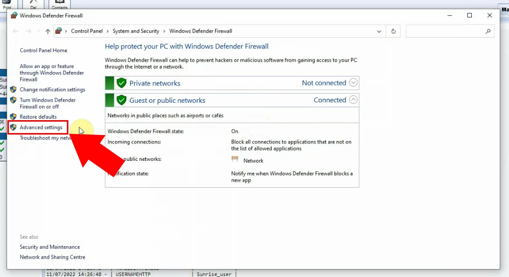 advanced firewall settings