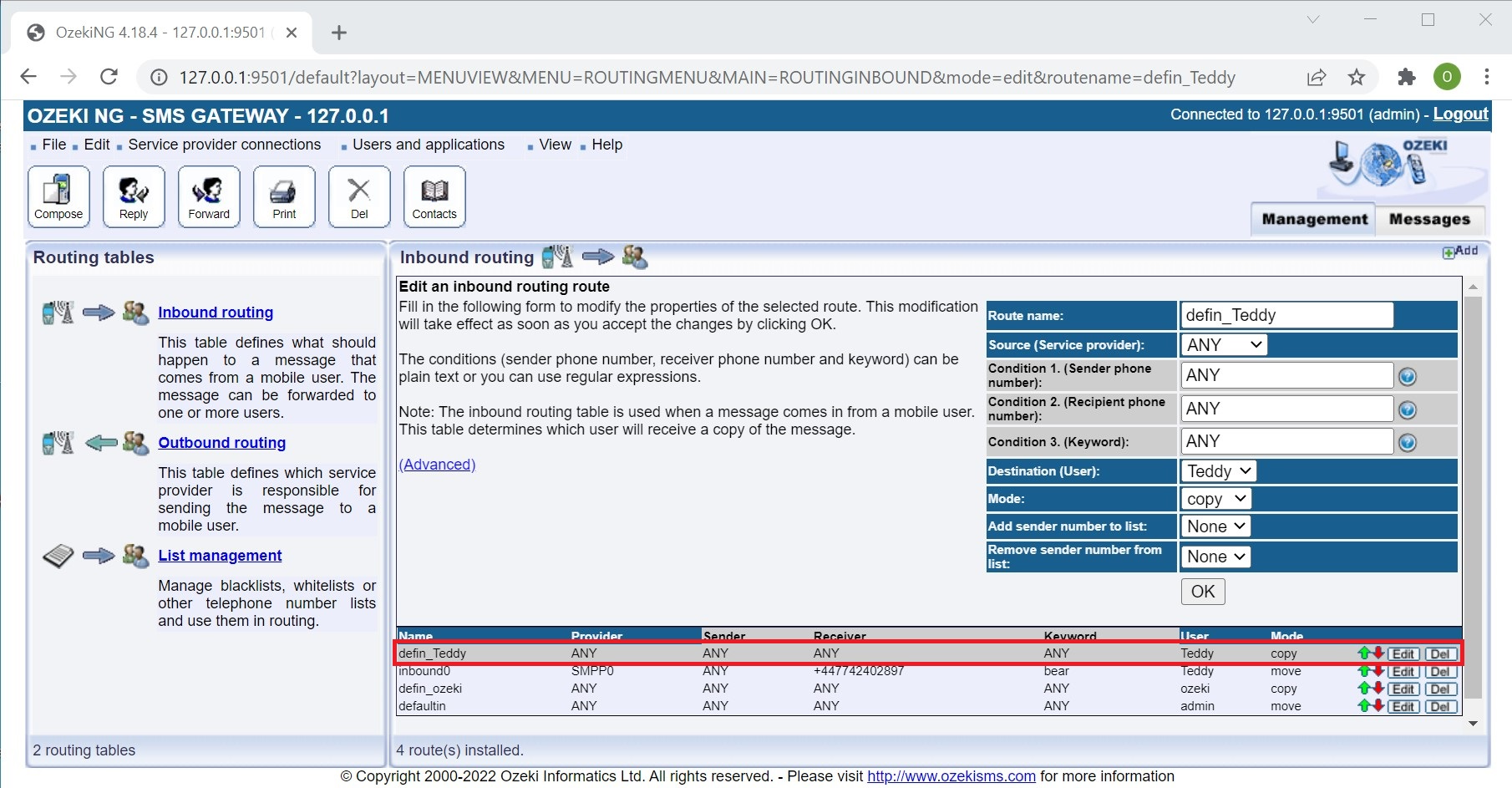 inbound routing rule